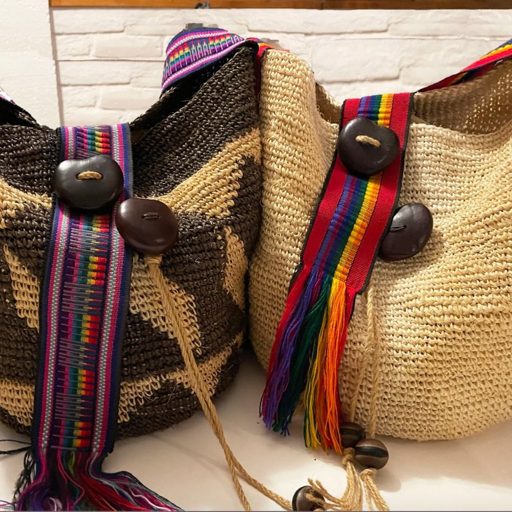 Crossbody Handwoven Wool Purse/ Shigra Bag Handmade-Natural-Fiber /Vegan purse